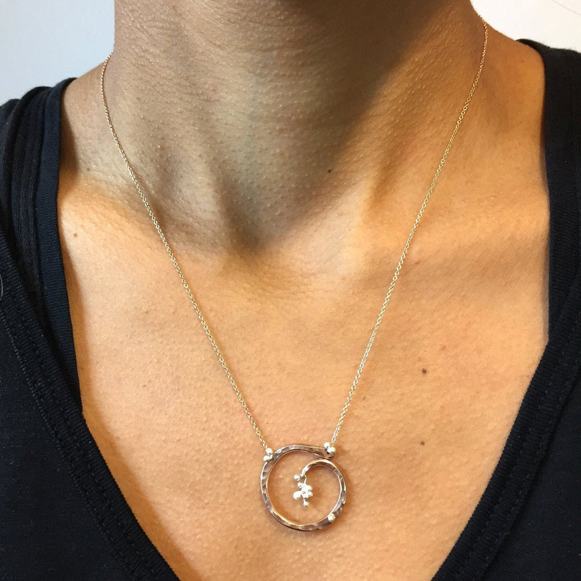 Medium ‘Circle of Life’ Pendant Necklace – Gold Filled + Sterling Silver