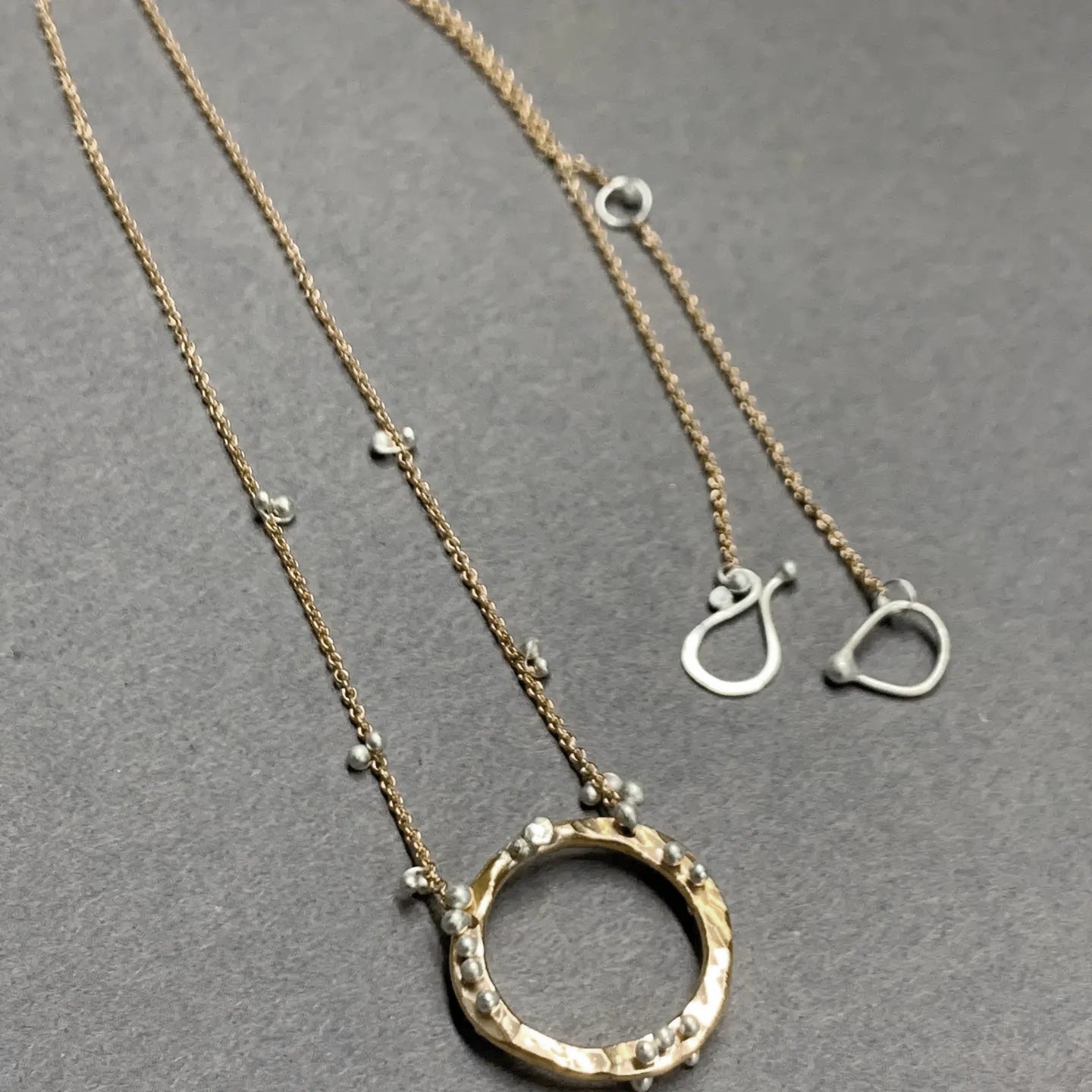 Small ‘Venus’ Necklace with Caviar – Gold Filled + Sterling Silver