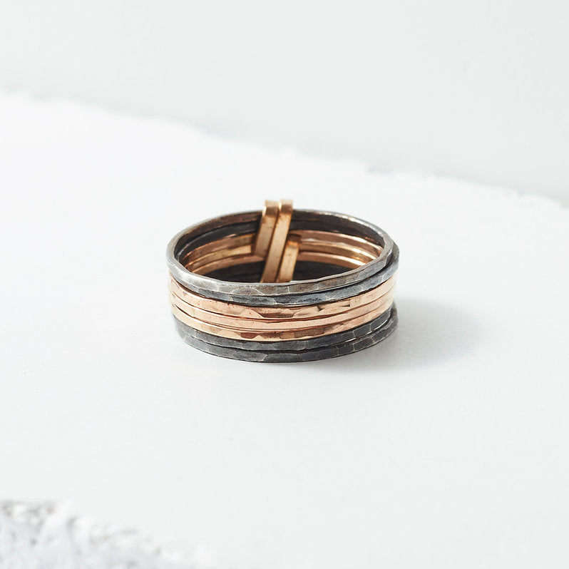 Mixed Metal ‘Stacked Short’ Ring