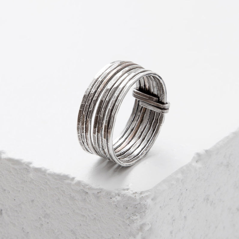 Sterling Silver ‘Stacked Short’ Ring