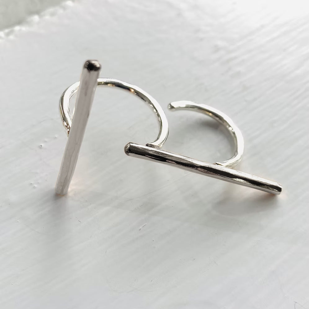 Sterling Silver ‘Double Bar’ Two-Finger Statement Ring