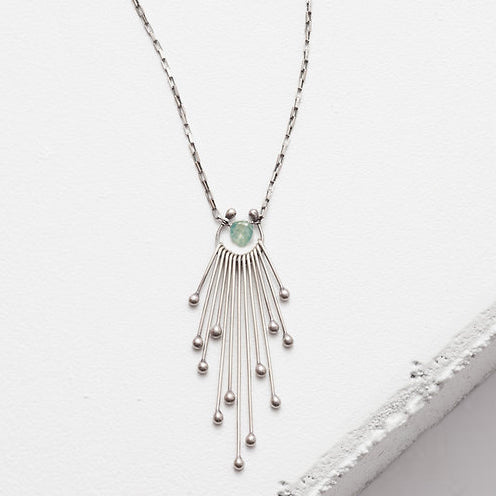 Sterling Silver ‘Matchsticks’ Pendant Necklace with Blue Zircon