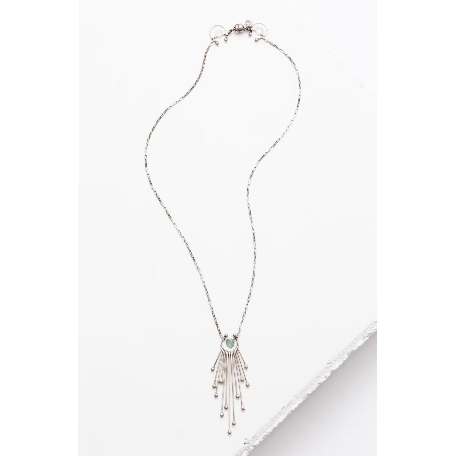 Sterling Silver ‘Matchsticks’ Pendant Necklace with Blue Zircon