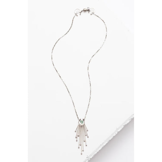 Sterling Silver ‘Matchsticks’ Pendant Necklace with Blue Zircon
