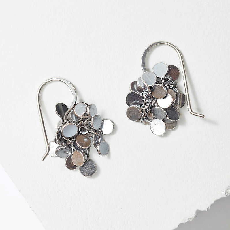 Bright Sterling Silver ‘Coined’ Bunches Earrings