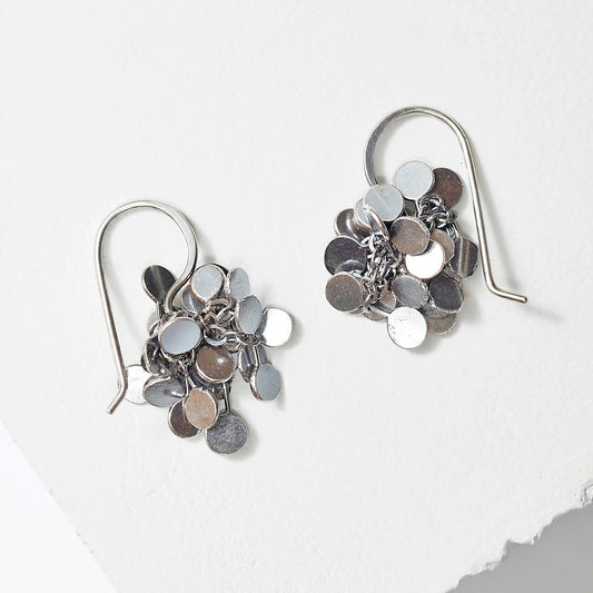 Bright Sterling Silver ‘Coined’ Bunches Earrings
