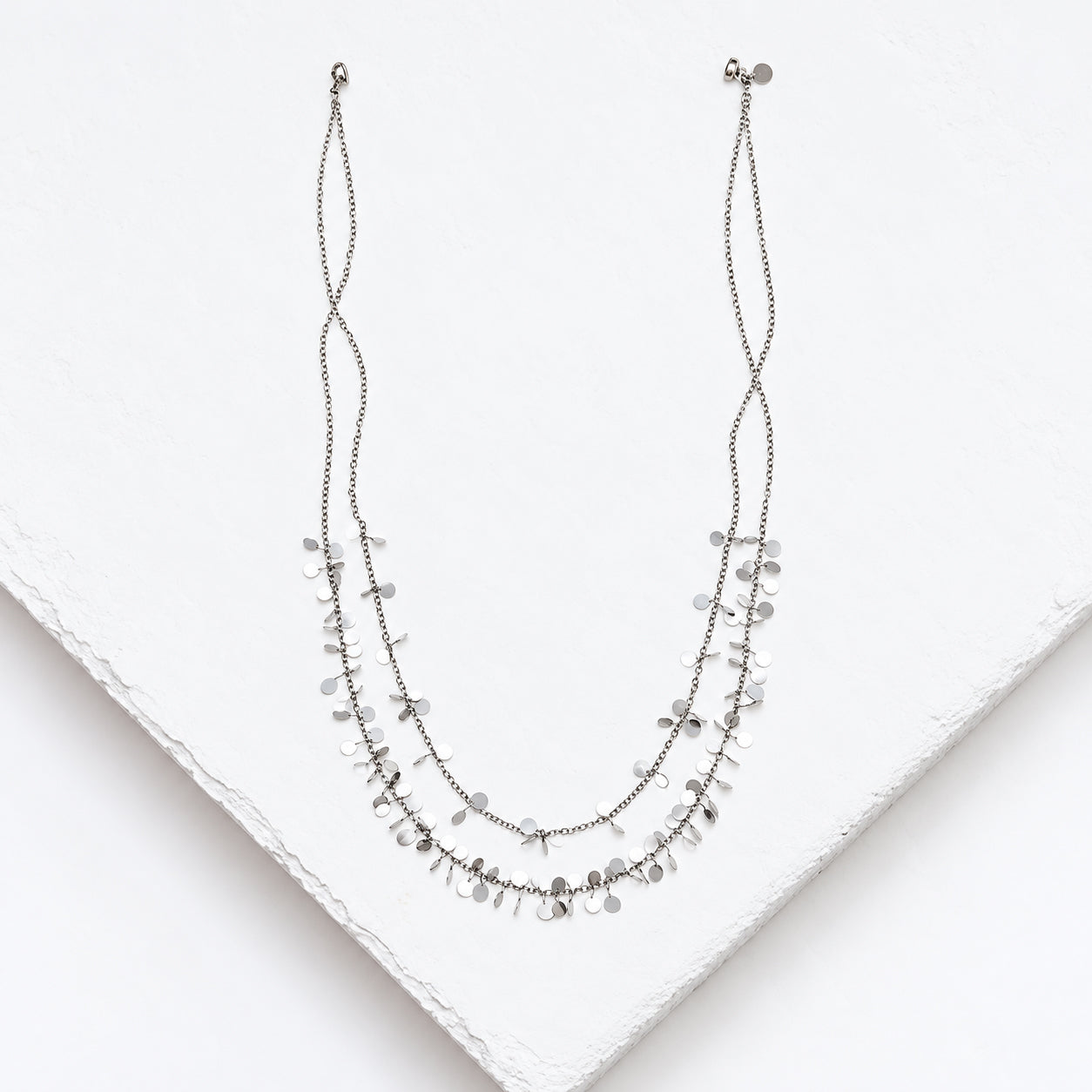 Bright Sterling Silver ‘Coined’ Multi-Strand Necklace