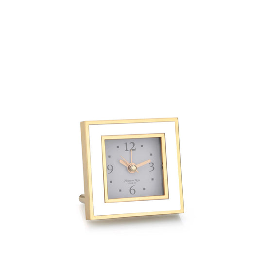 Enamel + Gold Square Silent Alarm Clock - White
