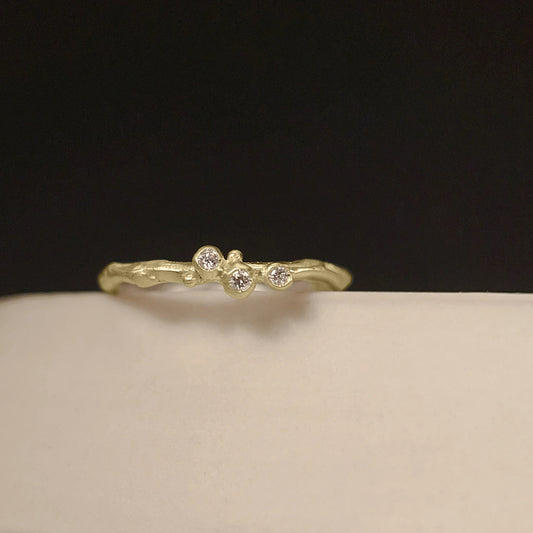 14k Gold + Diamond Encrusted 'Tiny Branch' Ring