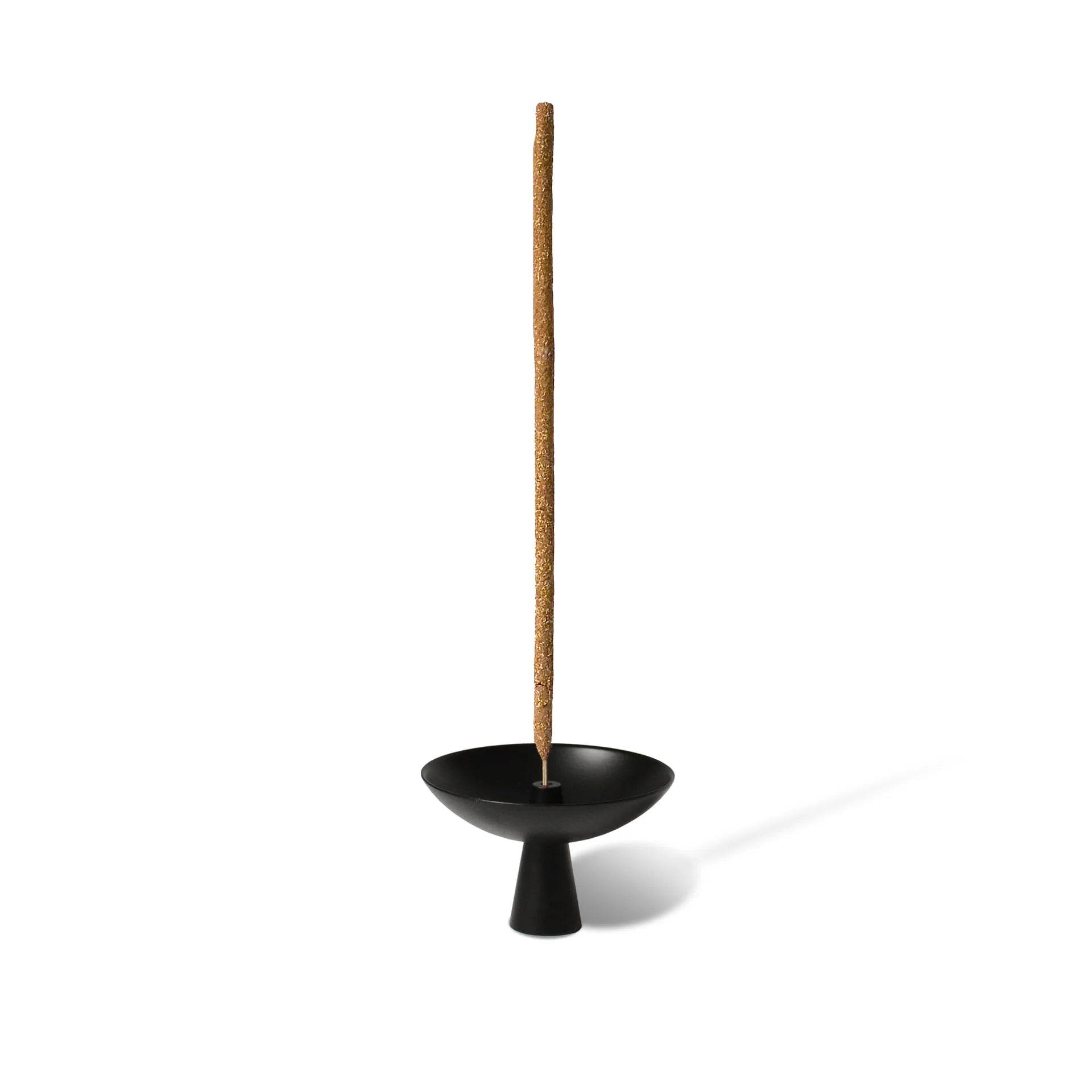 Matte Black Coated Brass Incense Holder with Ash Catcher