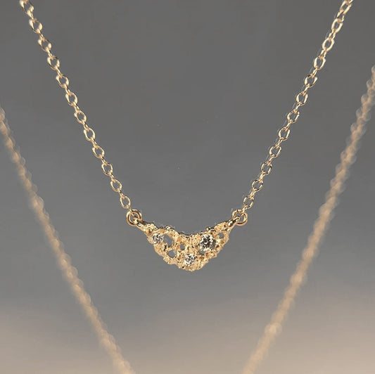 14k Gold + Diamond 'Lune 1' Mini Pendant Necklace