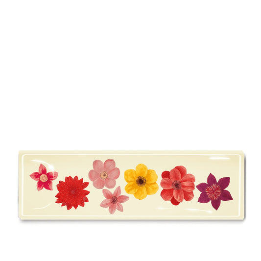 Glass Decoupage Tray - 7 Colorful Flowers