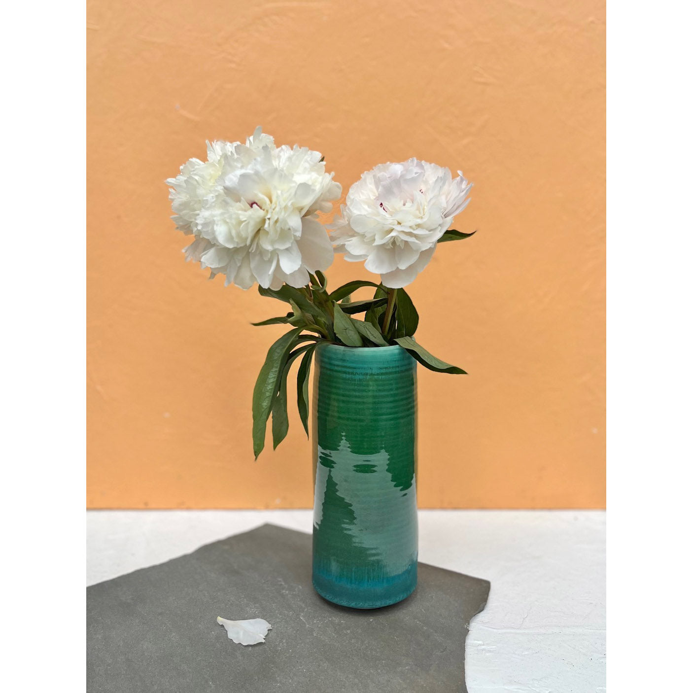 Porcelain Cylinder Vase - Green Mix Glaze
