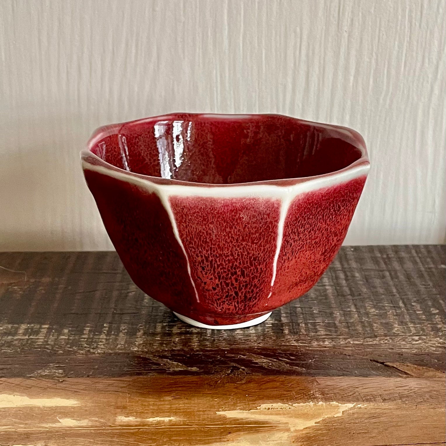 Faceted Bowl - Oxblood Glaze