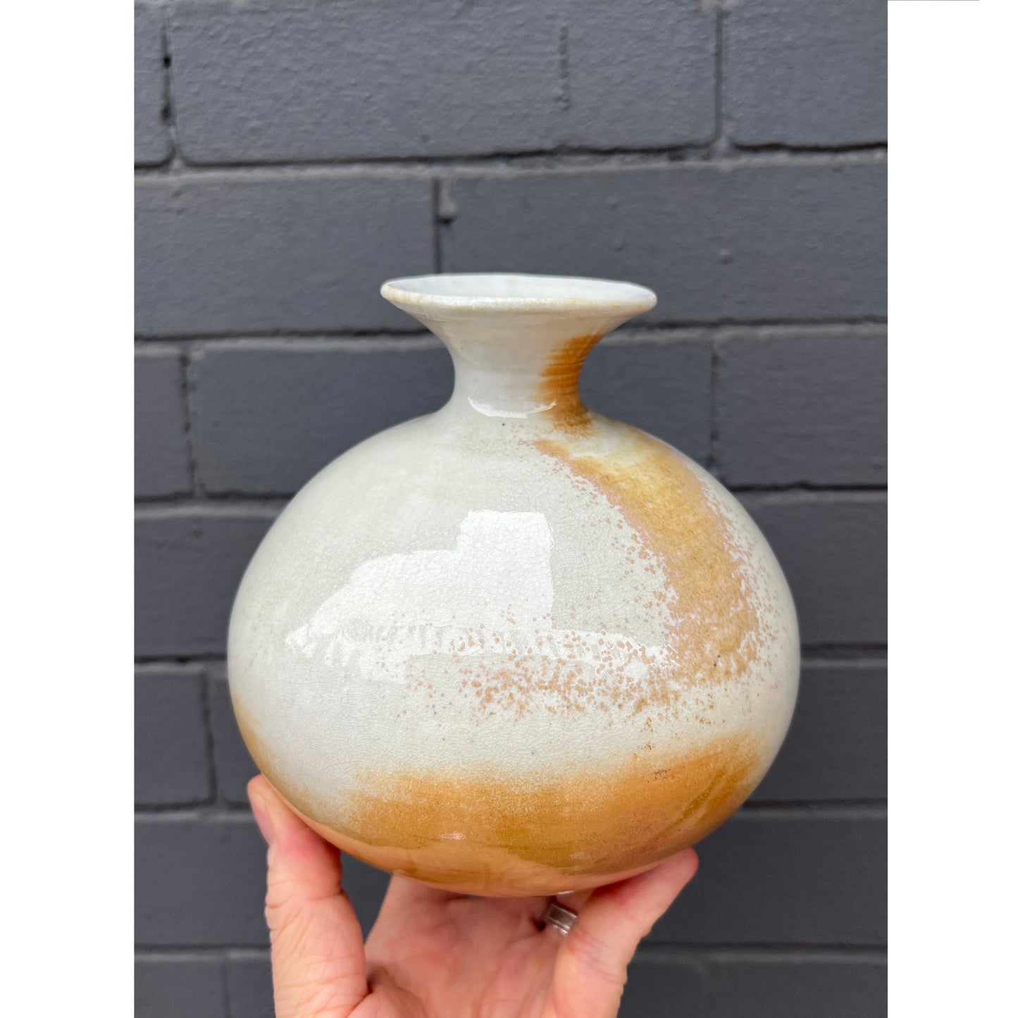 Round Woodfired Porcelain Vase - Celadon Glaze