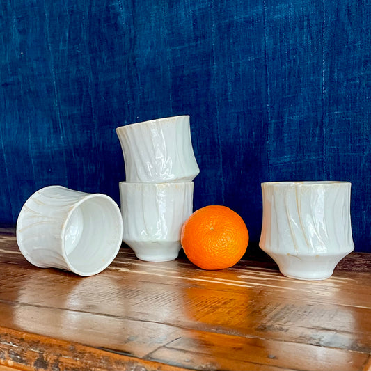 Sculpted Porcelain Cups - Warm White (Set of 4)