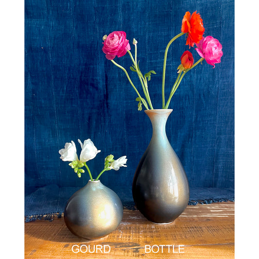 Tall Bottle-Shaped Porcelain Vase - Creamsicle + Full Metal Jacket Glaze