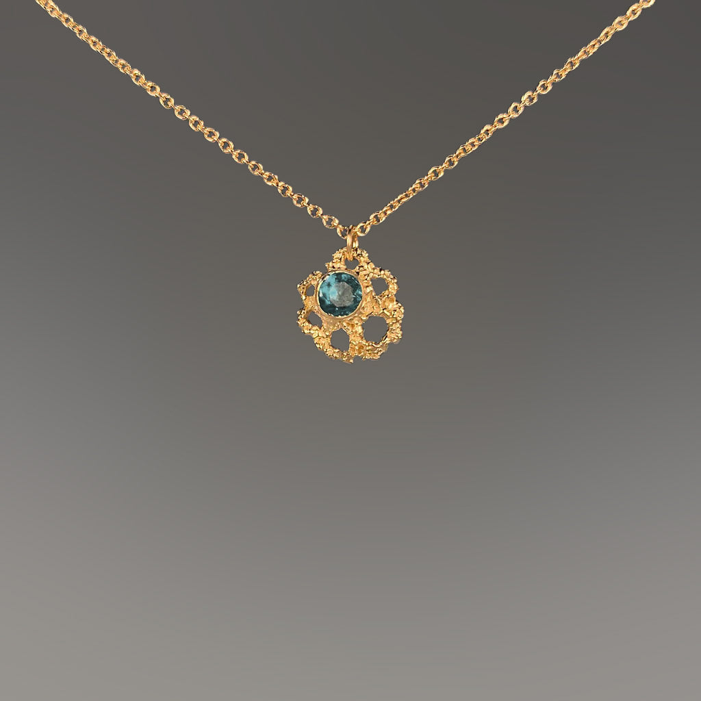 14k Gold "Fan" Pendant Necklace with Alexandrite