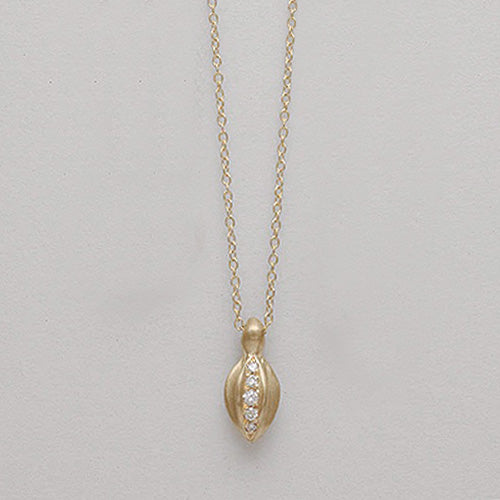 14k Gold + Diamond Tiny Bud Delicate Pendant Necklace