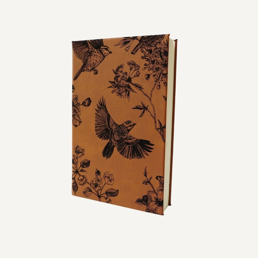 Faux Leather Engraved Lined Journal - Vintage Birds