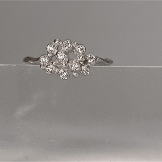 Sterling Silver + Diamond Branch Cluster Ring