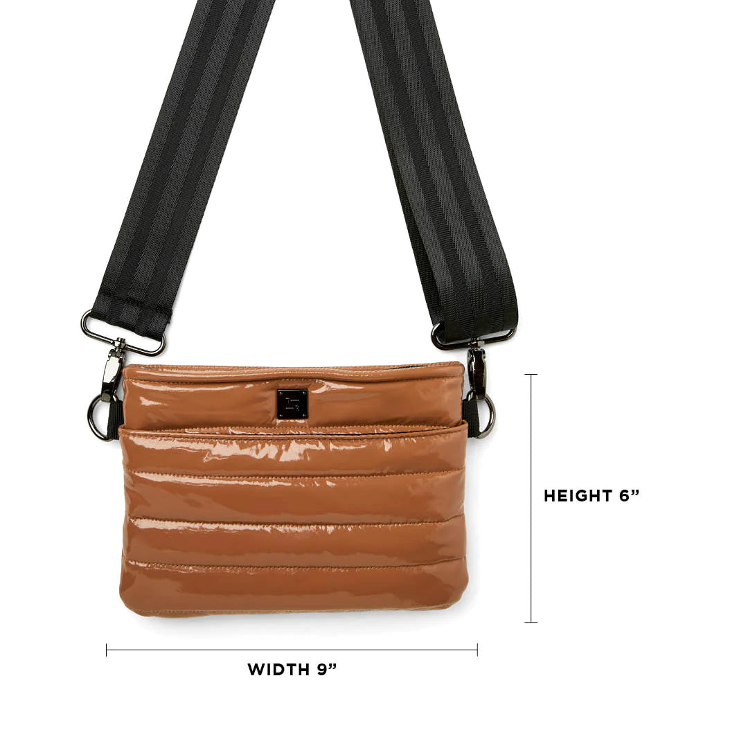 Quilted Covertible 'Bum Bag' Waist/Crossbody Bag - Dark Nude Patent