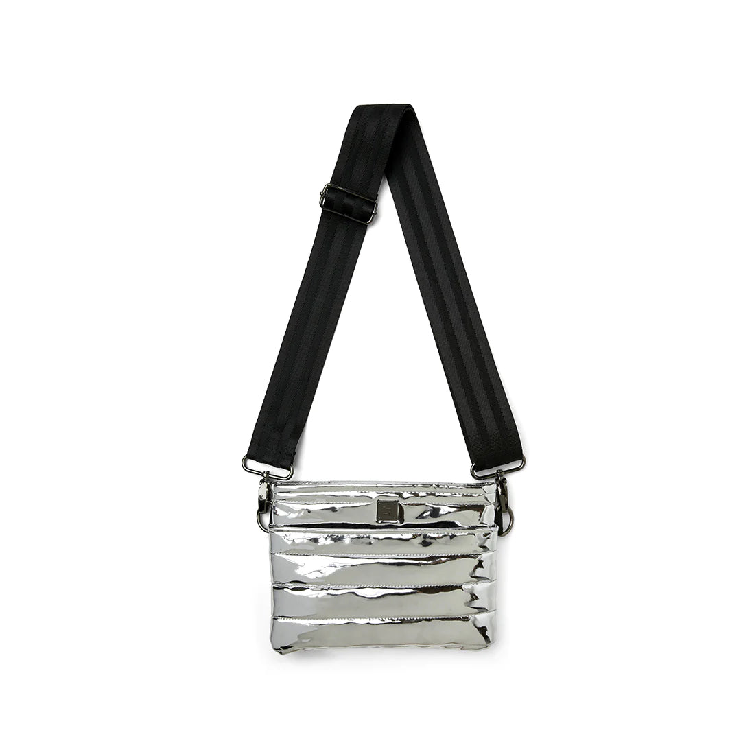 Quilted Covertible 'Bum Bag' Waist/Crossbody Bag - Silver Mirror Mirror