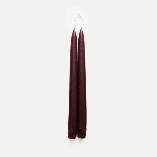 Hand-Dipped 14-inch Taper Candles - Burgundy