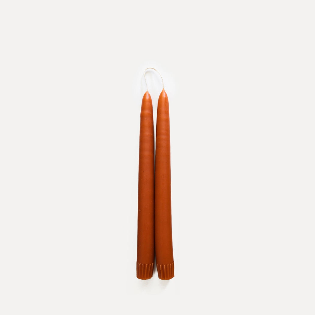 Hand-Dipped 11-inch Taper Candles - Burnt Orange