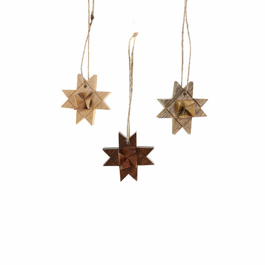 Tiny Wooden Moravian Star Christmas Ornament (Assorted Colors)