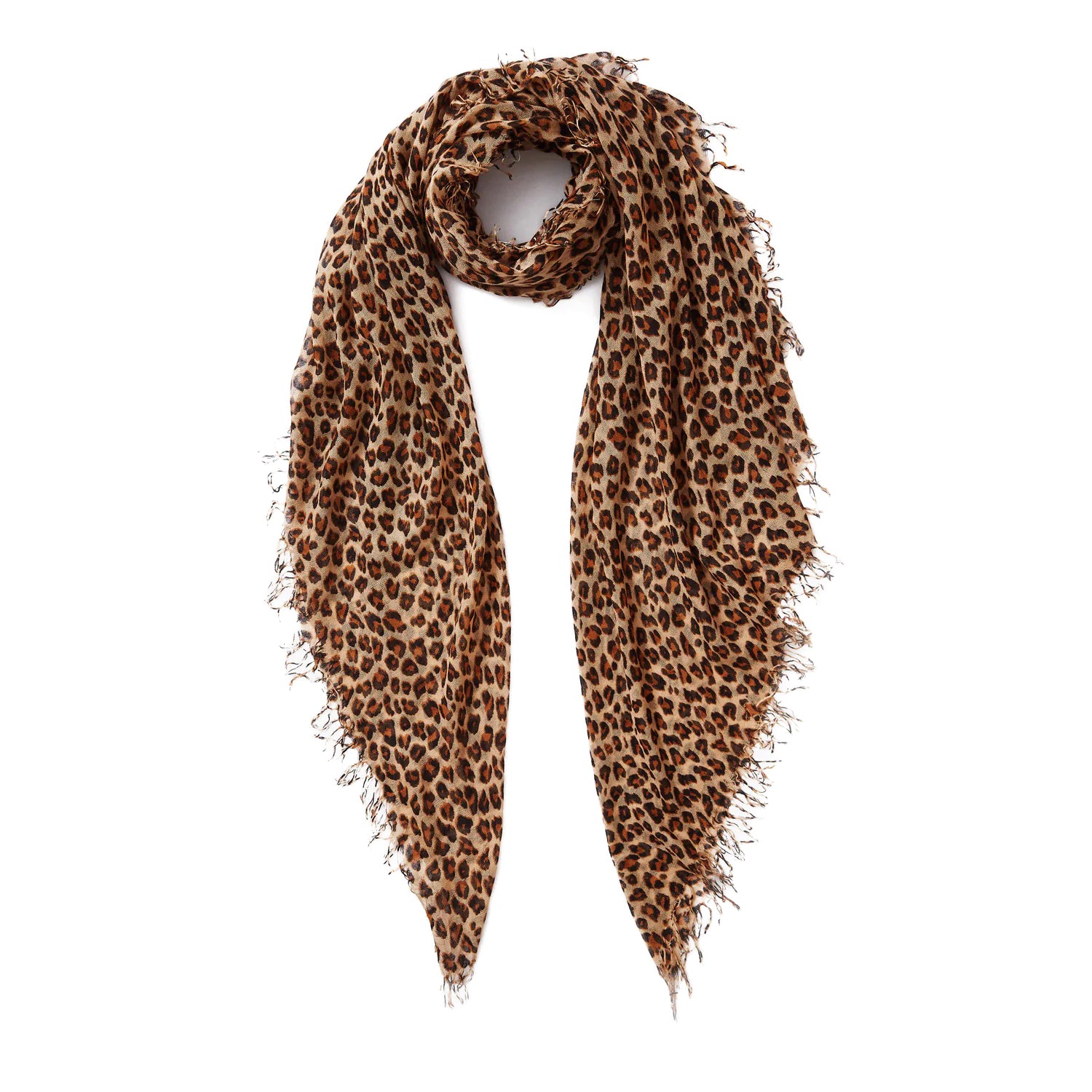 Silk/Cashmere Scarf - Roasted Pecan Leopard