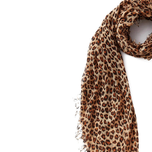 Silk/Cashmere Scarf - Roasted Pecan Leopard