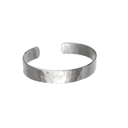Wide Hammered Sterling Silver Cuff Bracelet