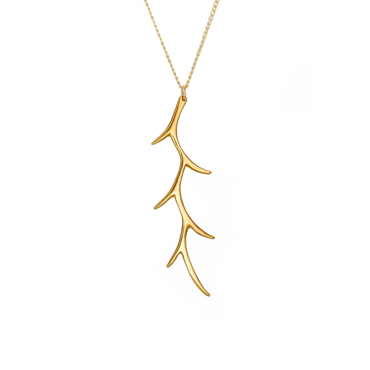 Brass Long Branch Pendant Necklace