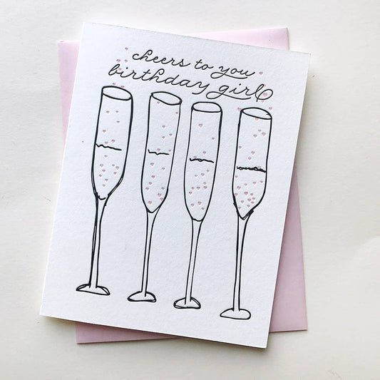 Cheers to You, Birthday Girl - Letterpress Card