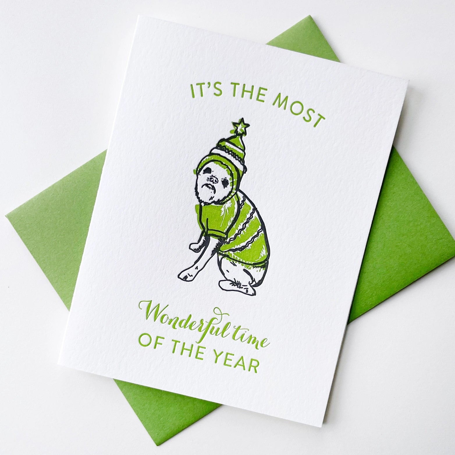 The Most Wonderful Time of the Year / Dog Sweater - Letterpress Christmas Card