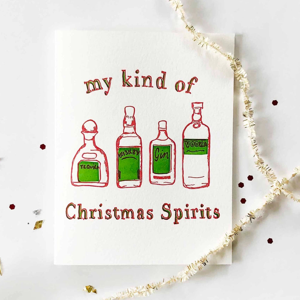My Kind of Christmas Spirits - Letterpress Christmas Card