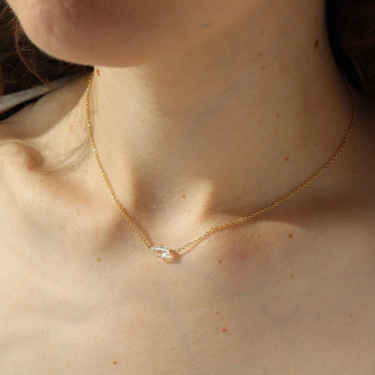 Gold Fill + Herkimer Diamond Pendant Necklace
