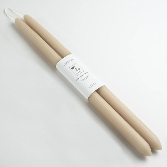 Hand-Dipped Beeswax 14" Taper Candles - Taupe