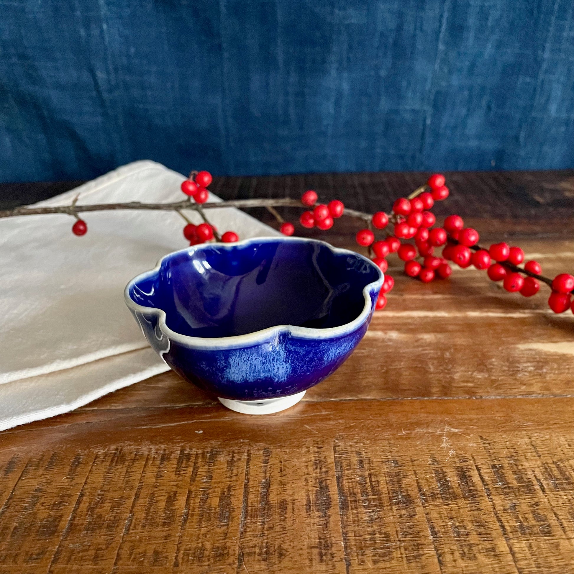 Porcelain Pinch Bowl - Cobalt Glaze