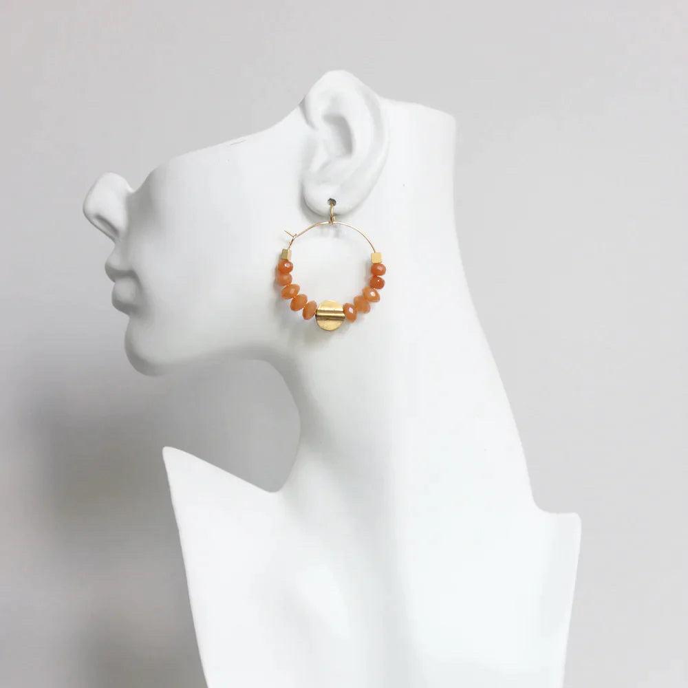 Carnelian + Brass Hoop Earrings