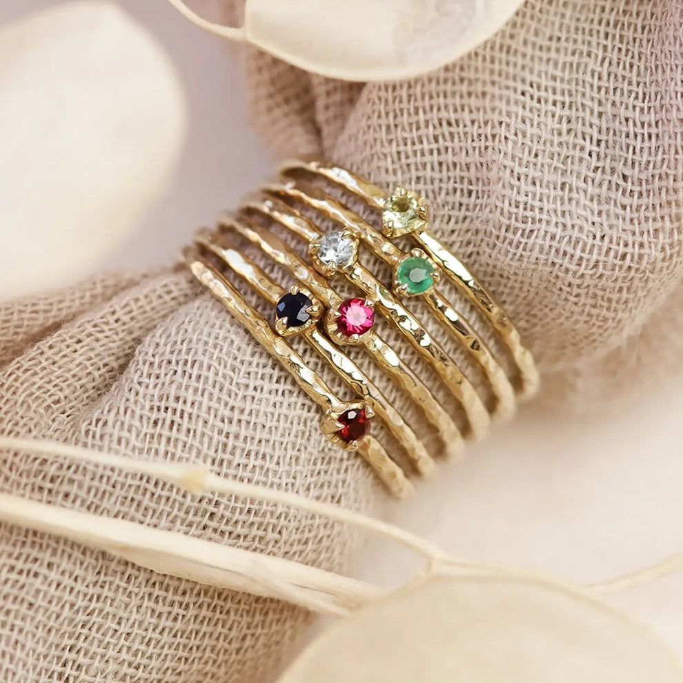 14k Gold Dainty Birthstone Stacking Ring (Select Gemstone) – Maker + Muse