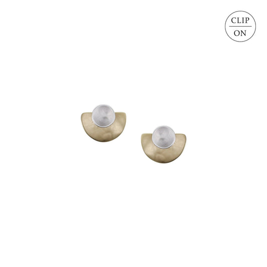 Dished Disc with Semi Circle Clip-On Earrings