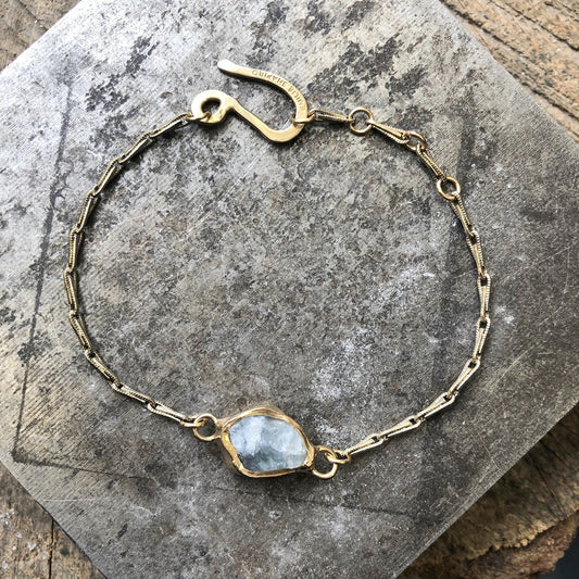 Raw Aquamarine + Brass 'Guardian' Bracelet