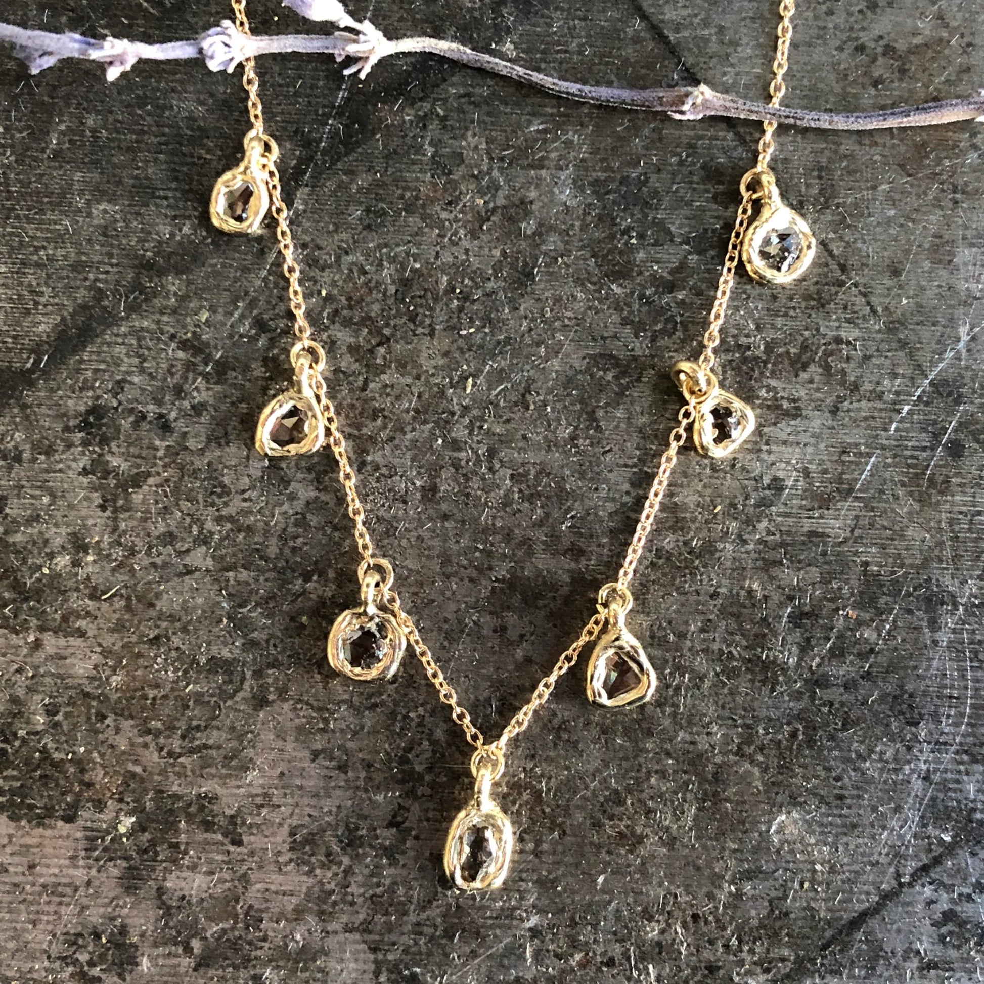 14k Gold + 5 Diamond Drop 'Mirage Cascade' Necklace