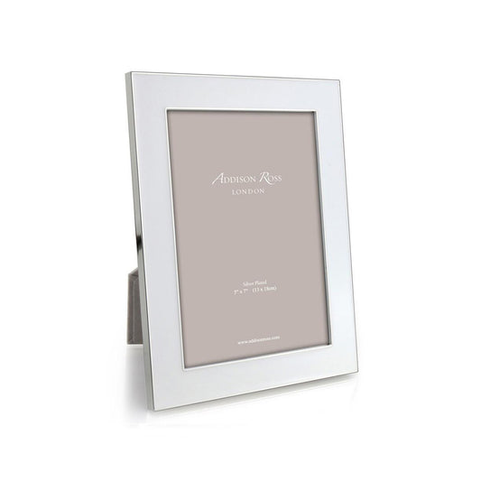 4x6 Wide Enamel + Silver Picture Frame - White