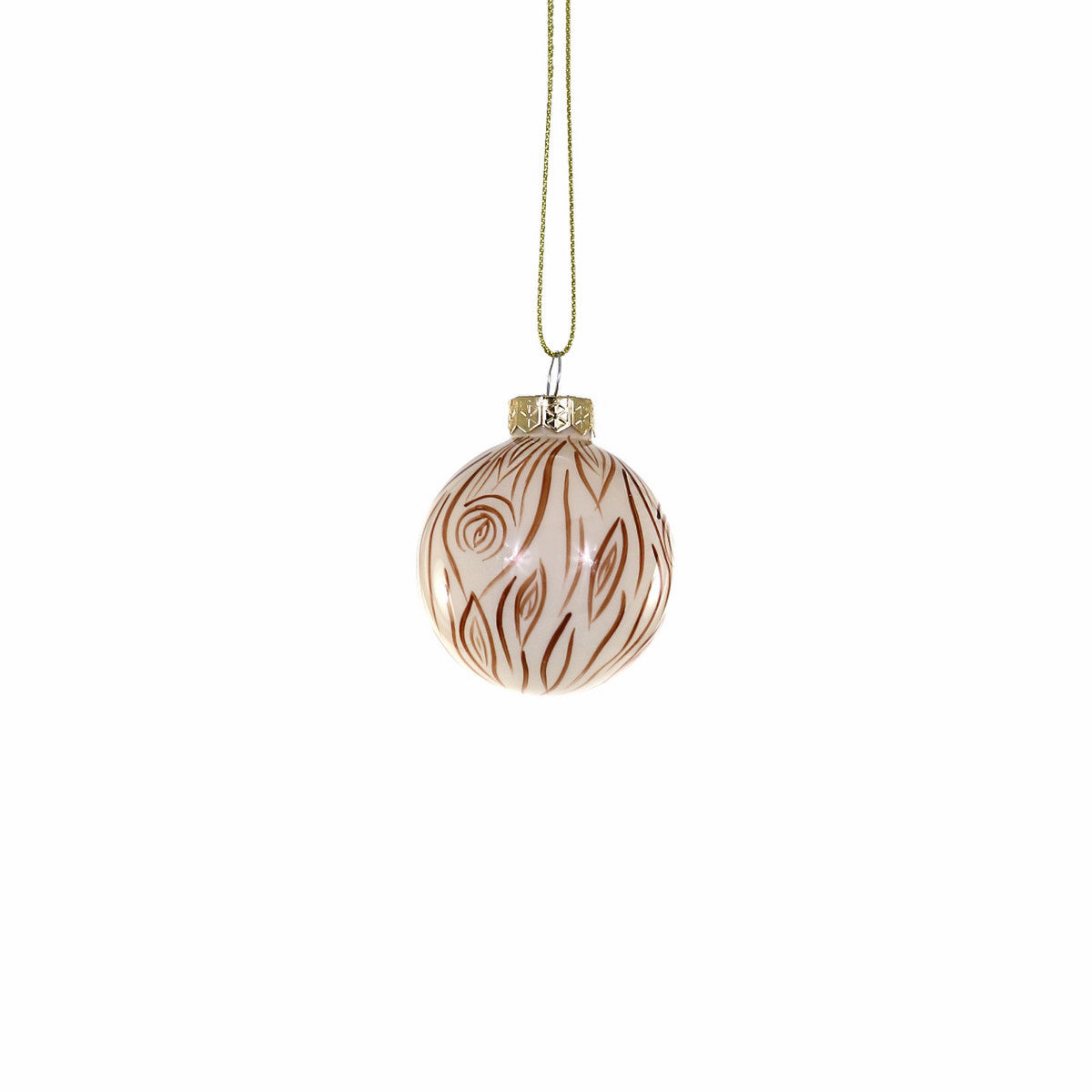 Small Glass Faux Bois Bauble Christmas Ornament