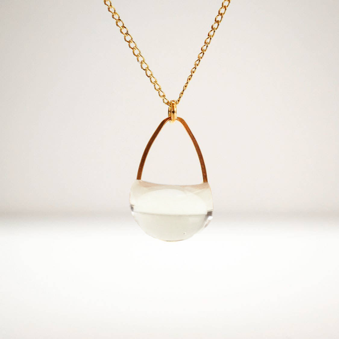 Gold Fill + Glass Medium 'Godet' Pendant Necklace - Champagne Transparent