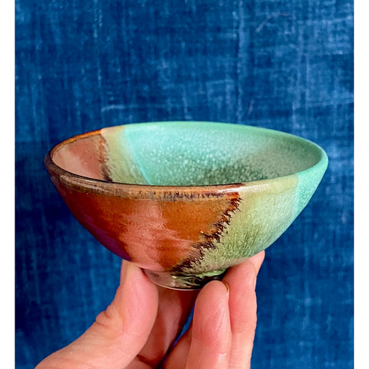 Porcelain Pinch Bowl - Green + Rust Glaze