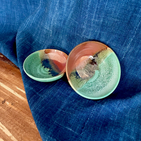 Porcelain Pinch Bowl - Green + Rust Glaze